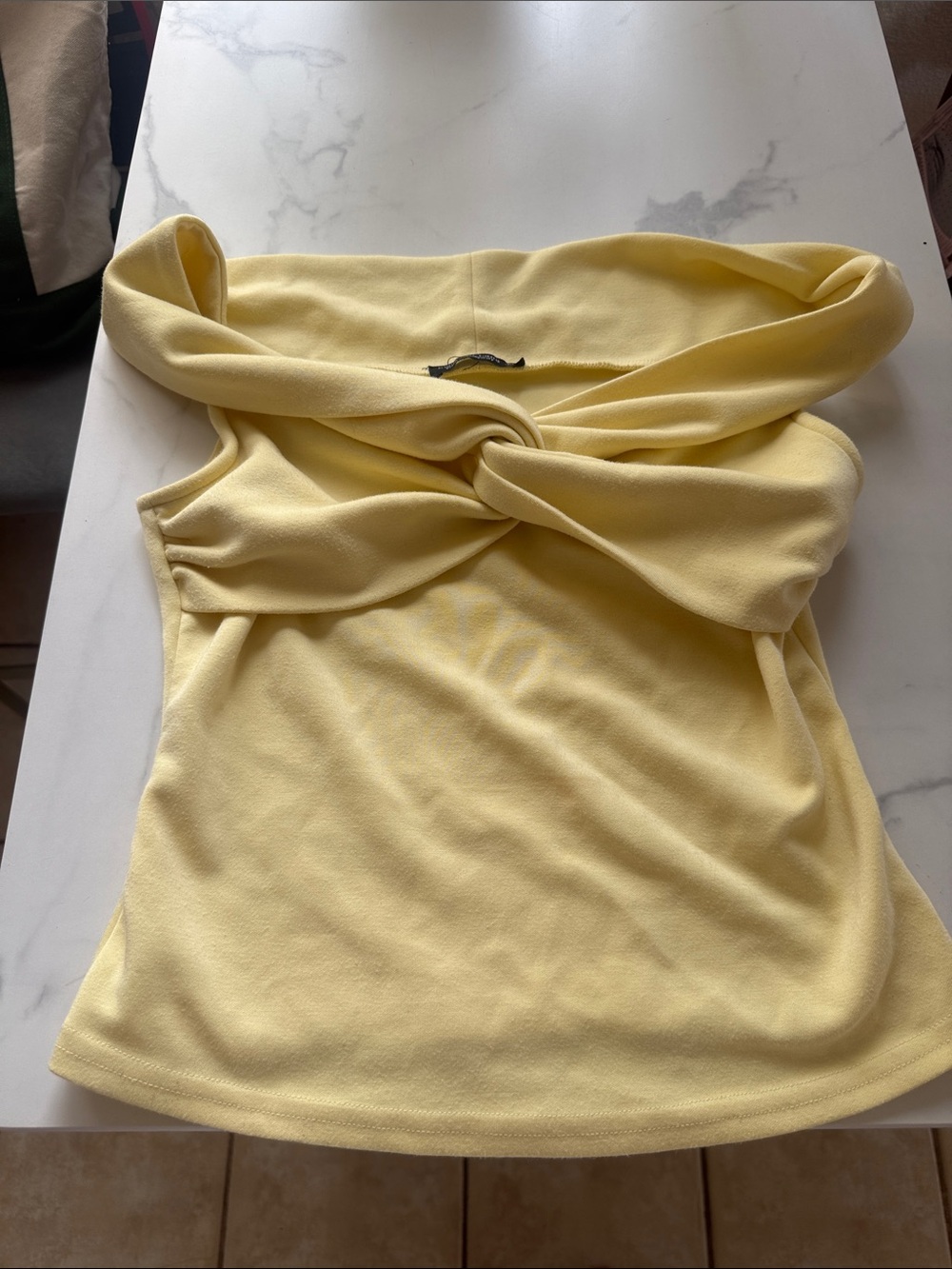 Strapless Twist Front Yellow Camisole